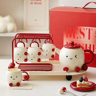 可爱陶瓷杯子高颜值伴手礼盒茶具套装家用茶壶马克生日礼物女生