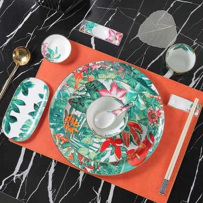 25年新款陶瓷餐具套装家用高级感清新繁花桌面摆台碗碟勺餐具套装