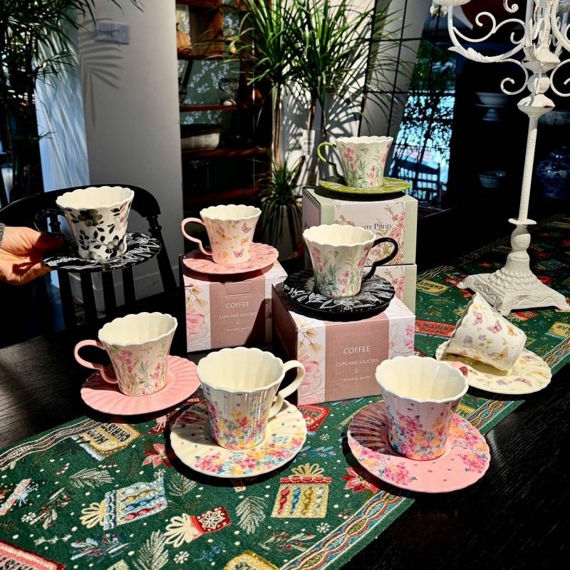 复古繁花陶瓷马克杯喝水杯子情侣女生好看生日礼物咖啡杯碟伴手礼,餐饮具,马克杯,淘宝优惠券,粉丝福利购,淘宝优惠卷