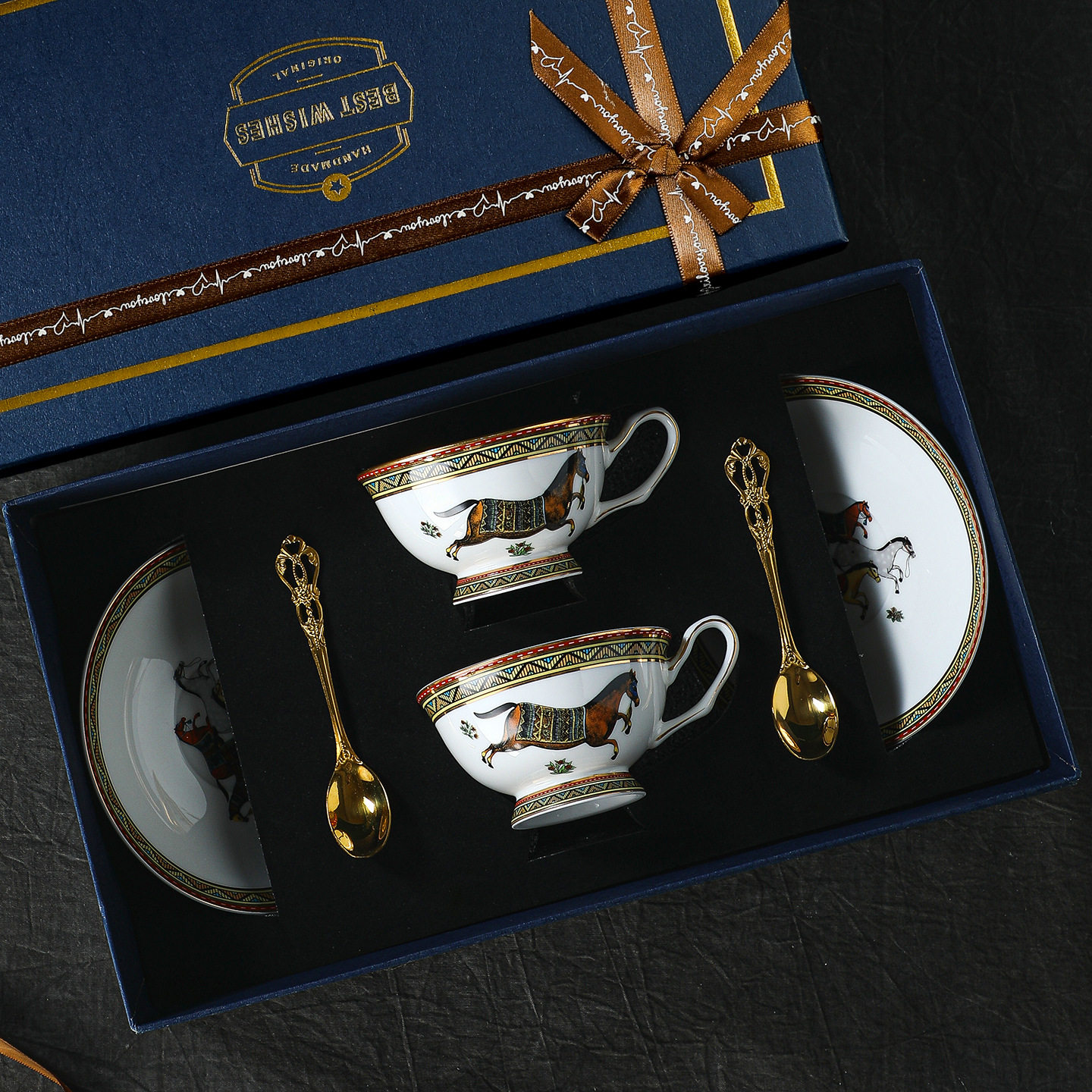 马年咖啡杯高档精致高颜值杯子套装陶瓷骨瓷欧式复古高级感小众