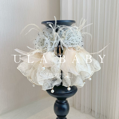 原创设计「旖旎玫瑰」仙气氛围感羽毛蕾丝波点玫瑰抓夹2025新款