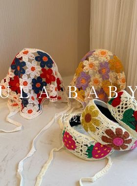 【喜儿ula】9-22-「花筏」复古针织花朵刺绣宽版头饰发箍原创设计