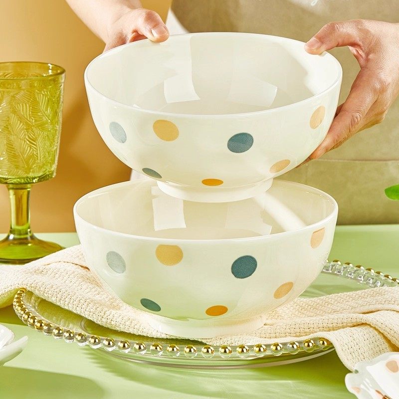 陶瓷大汤碗家用2026新款高颜值奶油风大容量装汤盛汤大号加厚汤盆,餐饮具,碗,淘宝优惠券,粉丝福利购,淘宝优惠卷