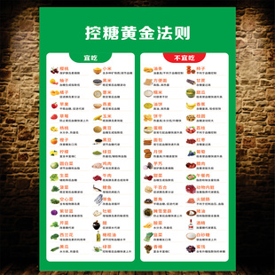 控糖黄金法则 糖尿病饮食宜忌合理饮食健康宣传海报饮食贴画