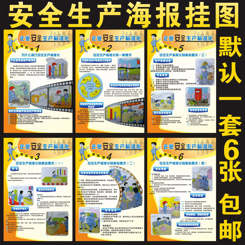 企业员工生产标准化海报挂图 员工安全教育知识宣传画 安全月挂画