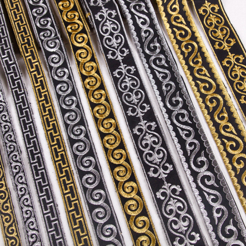 演出服装中国风祥云刺绣长条花边民族古装汉服蒙古回纹花边