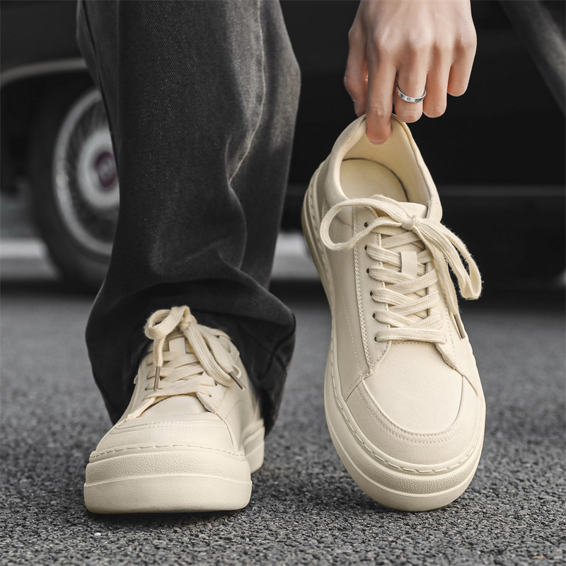 运动百搭鞋子潮款时尚圆头板鞋男女休闲厚底内增高学院风基础通勤