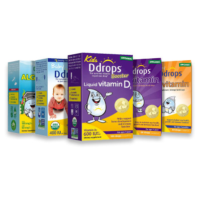 新日期 Ddrops滴卓思D3蓝色400iu紫色600iu儿童AD藻油DHA钙镁锌