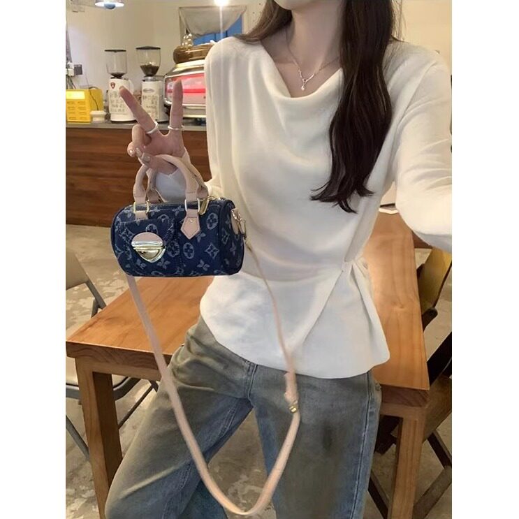 安迪绒洗水法式荡领气质收腰打底衫女秋冬纯欲毛衣长袖针织上