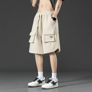 男夏季 冰丝五分裤 子潮牌工装 2025新款 宽松微胖子休闲裤 短裤 裤 大码