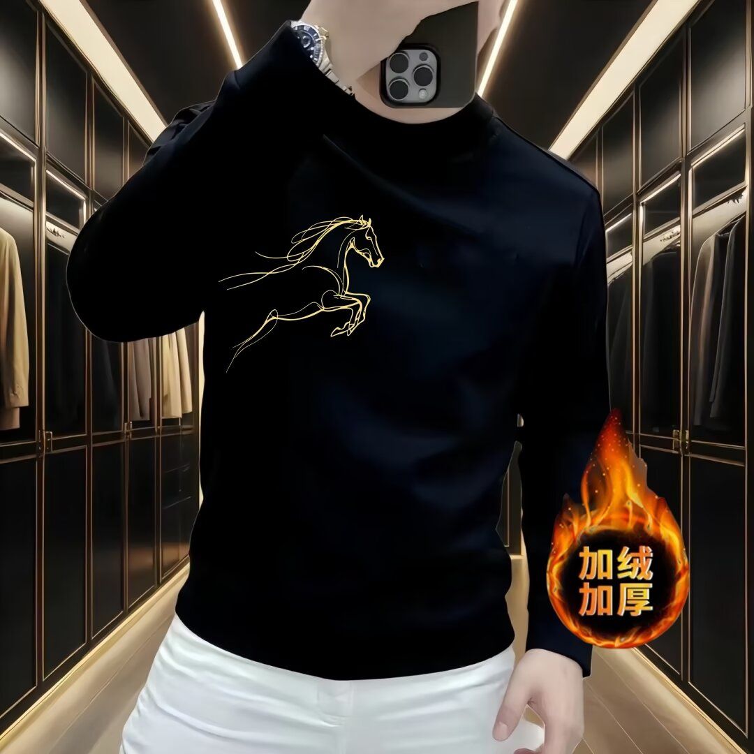 2025男长袖t恤秋季打底衫长袖纯棉秋季港风印花宽松潮流上衣