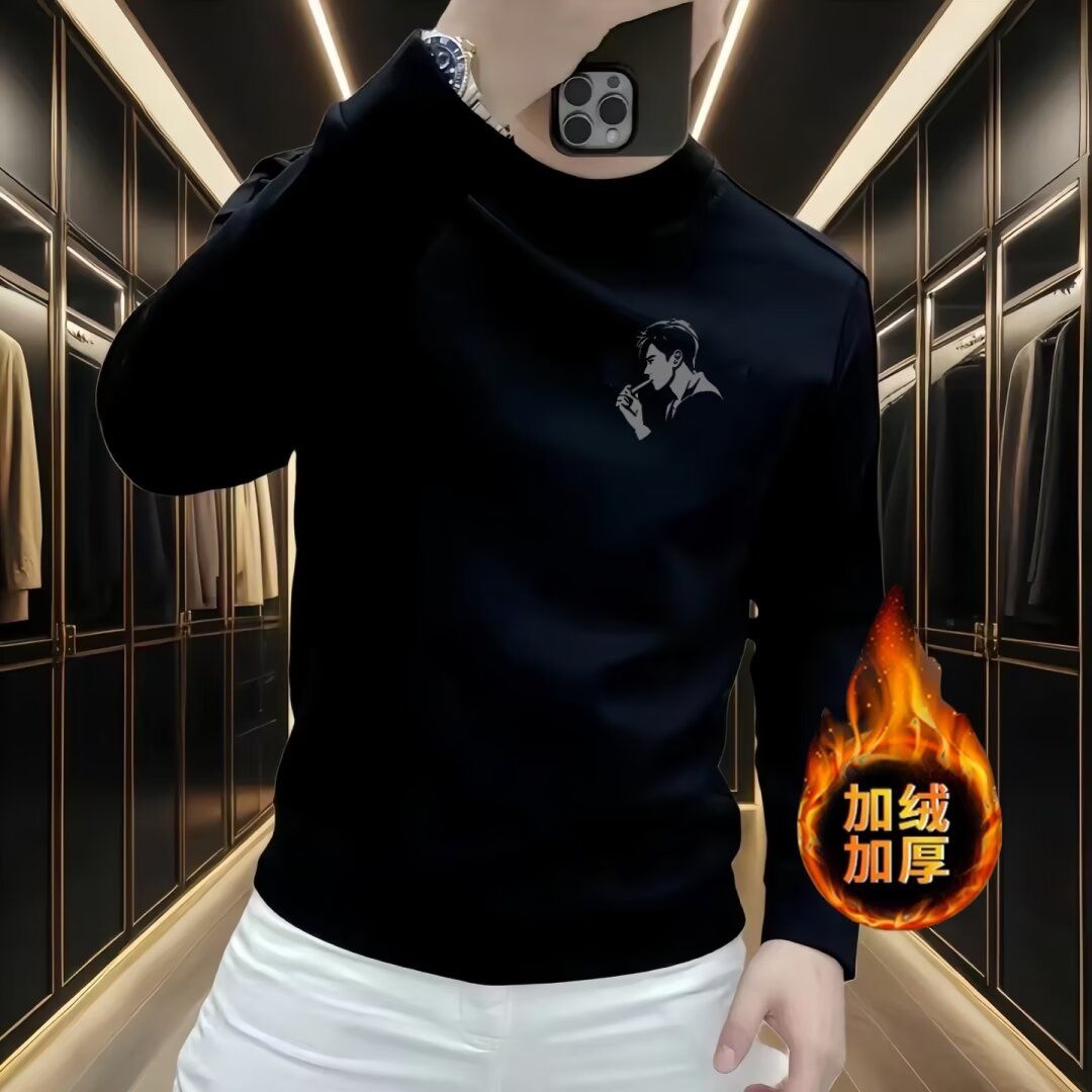 2024男长袖t恤秋季打底衫长袖纯棉秋季港风印花宽松潮流上衣
