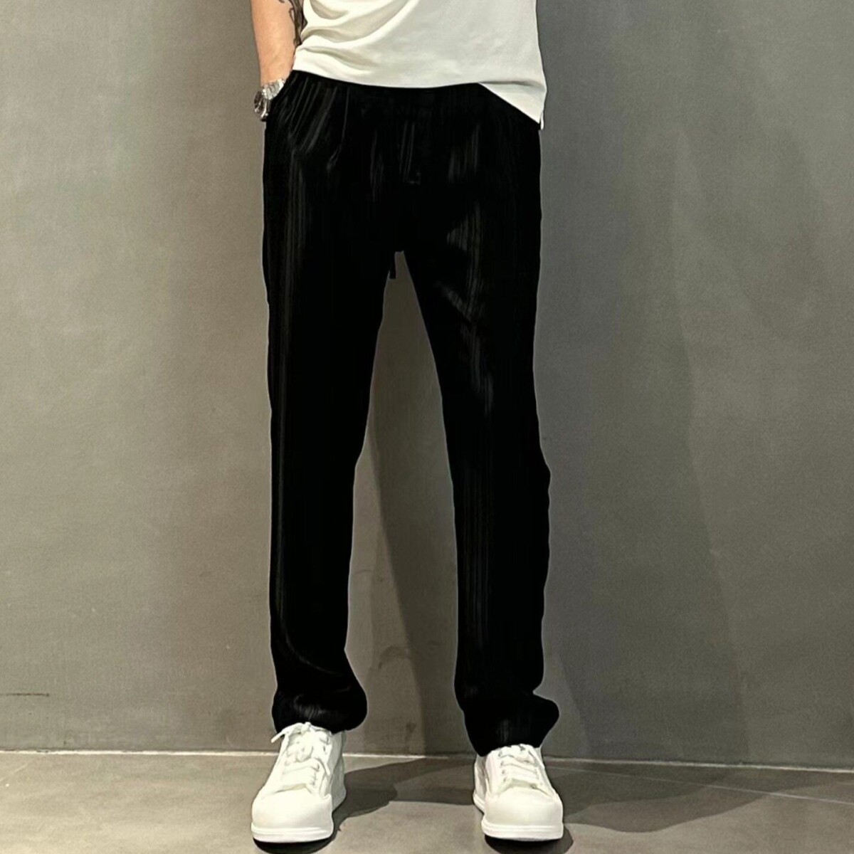 休闲黑色裤子男士夏季新款速干透气运动哈伦九分宽松直筒卫裤夏天