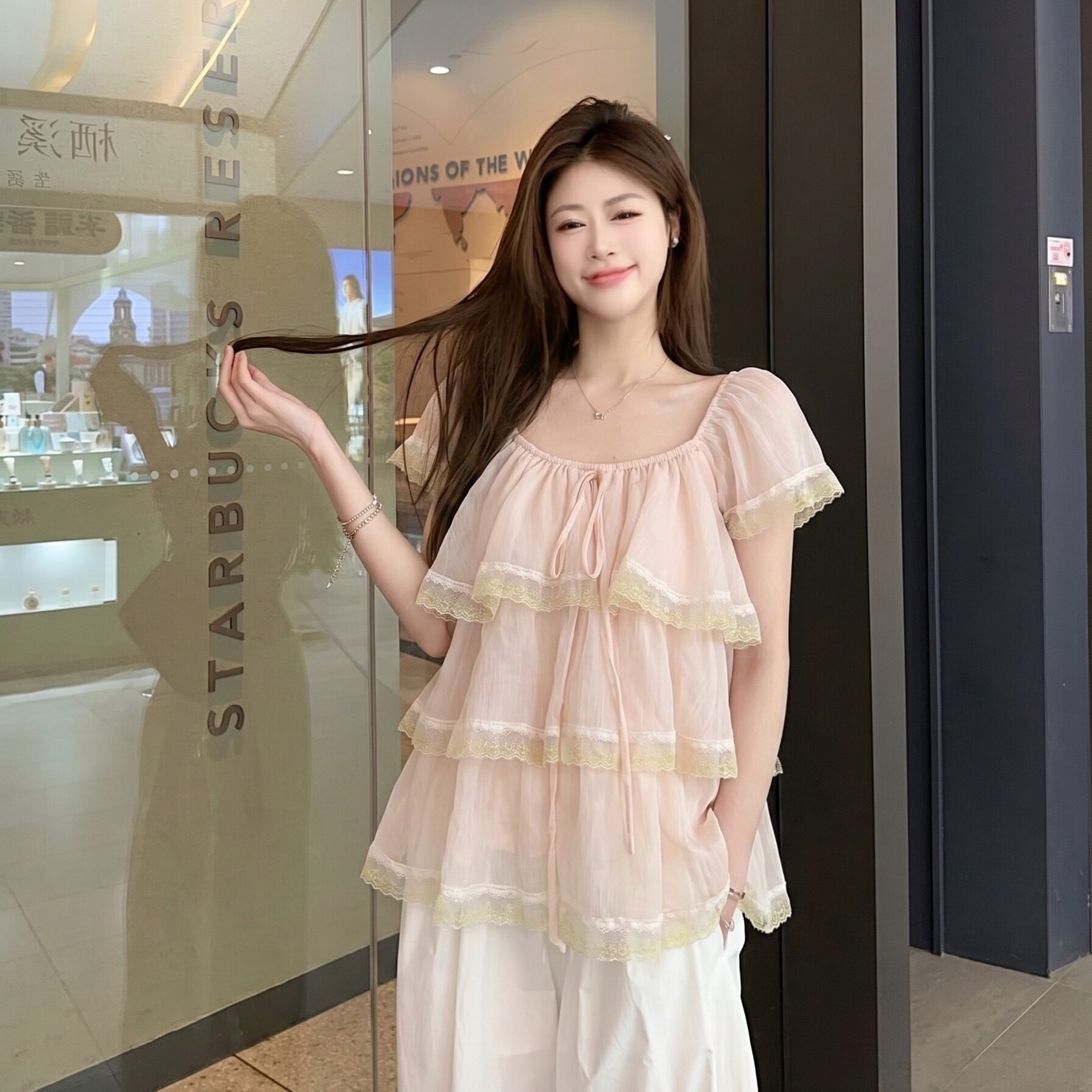 月朵依大码女装短袖衬衫上衣显瘦图片