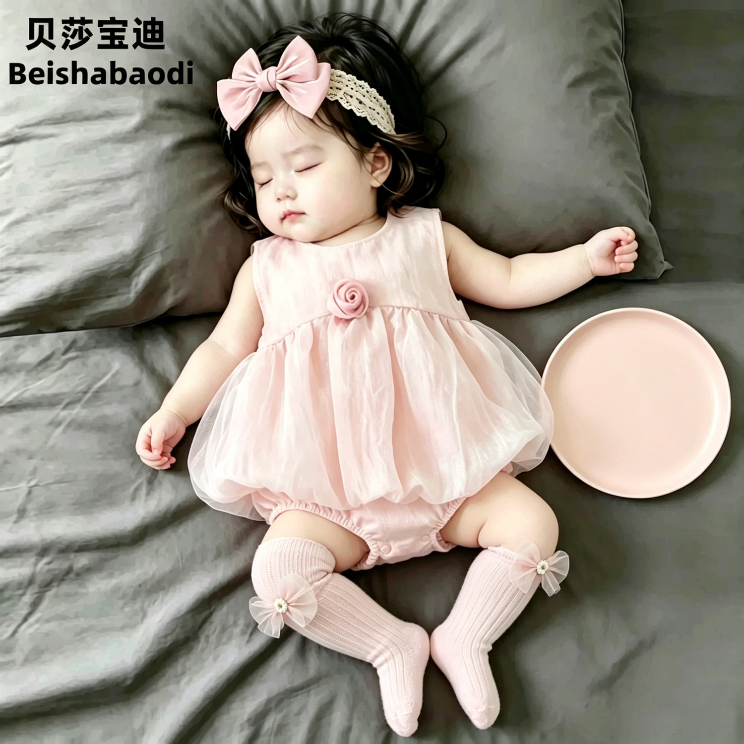英国婴儿满月礼服女宝宝夏季包屁裙周岁公主哈衣新生儿百天爬服薄图片