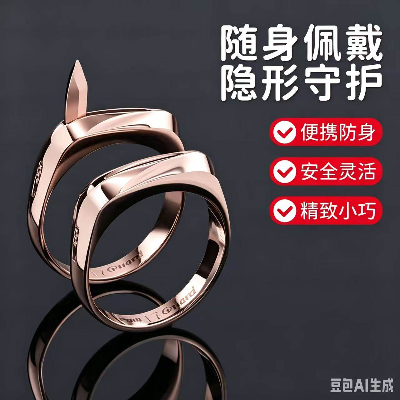户外暗器防狼神器女子武器随身防卫女生合法防身黑科技戒指刀指虎