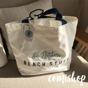 北欧同步都市系列联名合作款全棉帆布包大学生英文字母单肩包