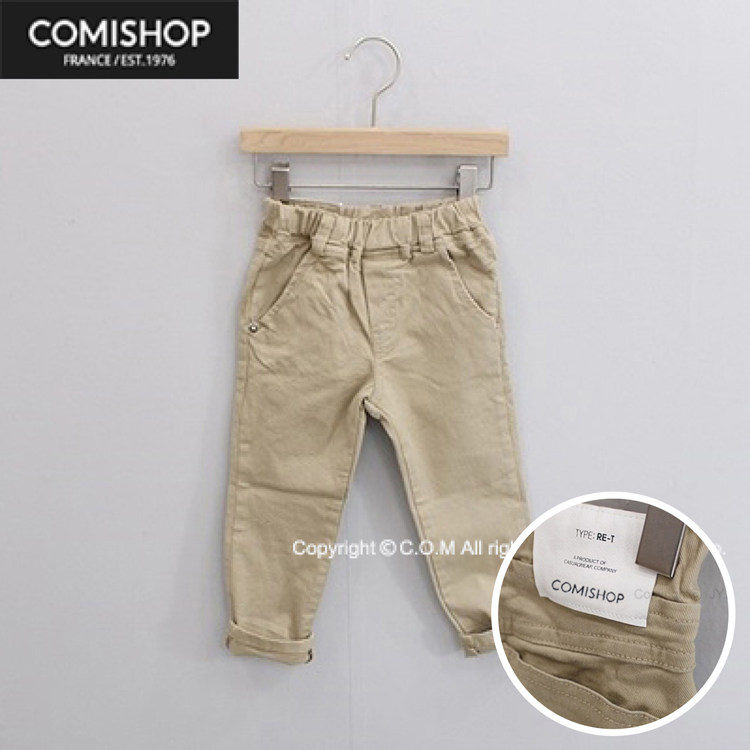 韩版米色纯棉弹力宽松校服休闲裤