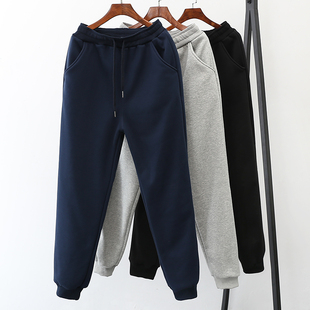 男休闲长裤 男士 宽松保暖外穿高腰束脚加厚卫裤 秋冬季 子 加绒运动裤