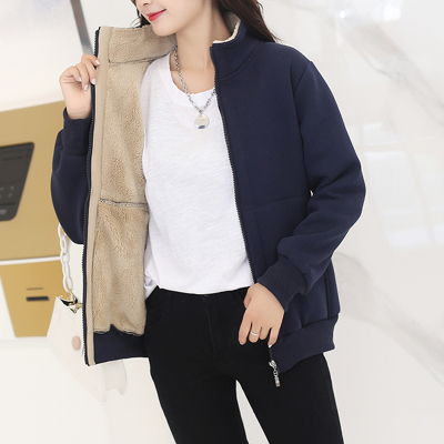 羊羔毛保暖不带帽加绒加厚外套