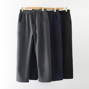 加绒裤子男冬季男裤羊羔绒宽松休闲阔腿裤男士运动裤保暖直筒卫裤