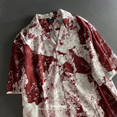 STRAPPING线描印象碎花古巴领短袖 花衬衫 男女夏威夷日系复古港风