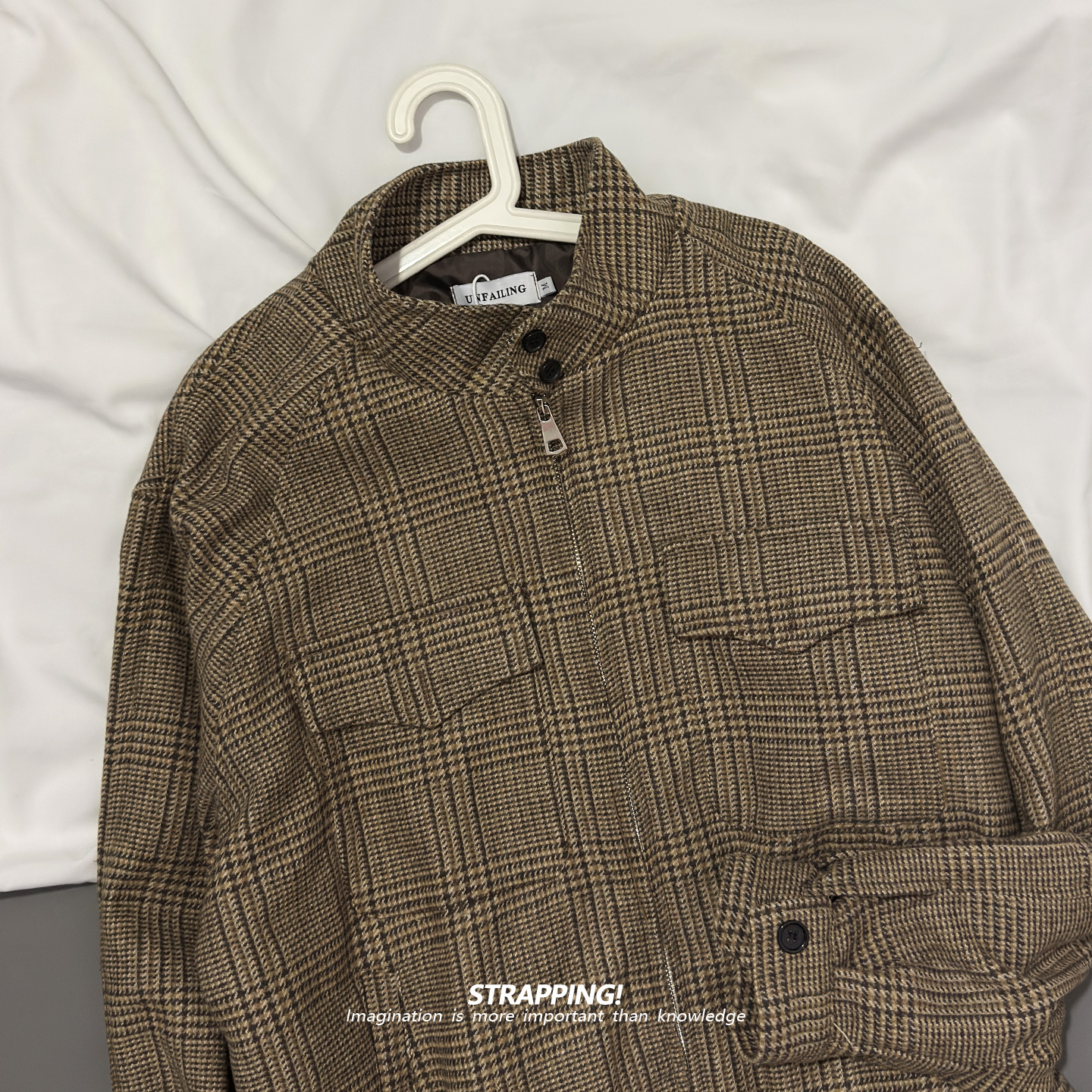 STRAPPING千鸟格子夹克外套时髦洋气INS男女日系复古港风潮流街头