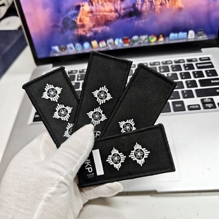 香港旅游纪念礼品背包贴黑色白线魔术贴3X9厘米总高级见习督察