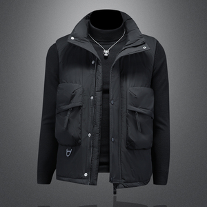 男士羽绒马甲2024冬季新款标90白鸭绒潮流时尚工装 25006 P225，男装羽绒服，钱塘6025