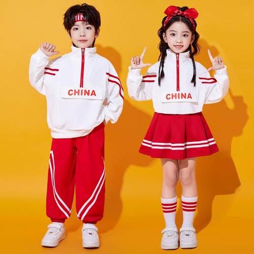 中国风红色啦啦队运动会演出服