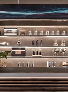 样板间售楼处咖啡厅展示柜摆件