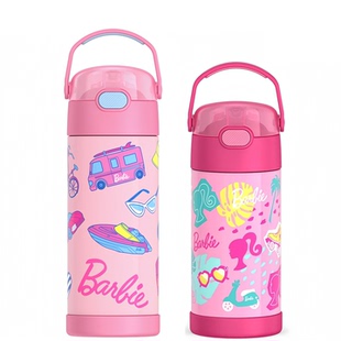 膳魔师女童保温杯小学生吸管杯芭比公主吸嘴水杯女孩便携防摔水壶