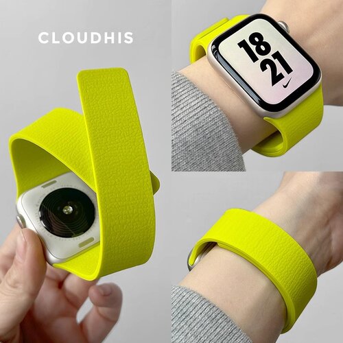 适用apple watch表带S9苹果手表表带S10硅胶磁吸荔枝皮纹运动夏季