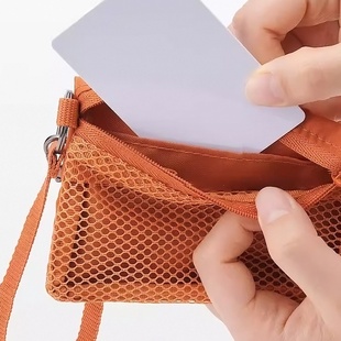 新款日本聚酯纤维置物包小包卡包网格双层收纳包化妆包网纱收纳