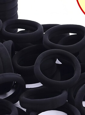 黑色高弹力头绳毛巾发圈亚马逊4cm无接缝发绳韩版皮筋发饰女