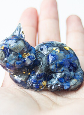 天然水晶碎石滴胶小猫咪办公室家