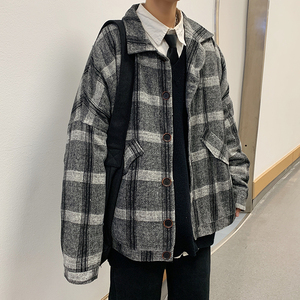 港风宽松棉衣男羊羔毛加厚保暖毛呢大衣潮流情侣短款外套508-P100图片