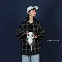 Lamb wool cotton padded men's heavy woolen coat Korean loose short woolen windbreaker coat