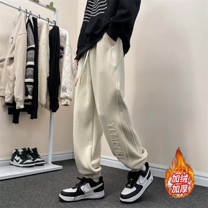 冬装男加厚休闲裤重磅双面奥粒绒运动裤潮牌钢印束脚裤hk118 p55图片