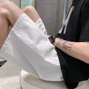 2024夏季纯色直筒男气质五分裤宽松型休闲短裤dk111 p25图片