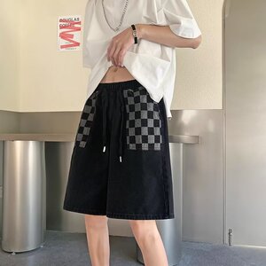 2024夏季文艺牛仔短裤简约五分裤男直筒日系短裤dk3075 p35图片