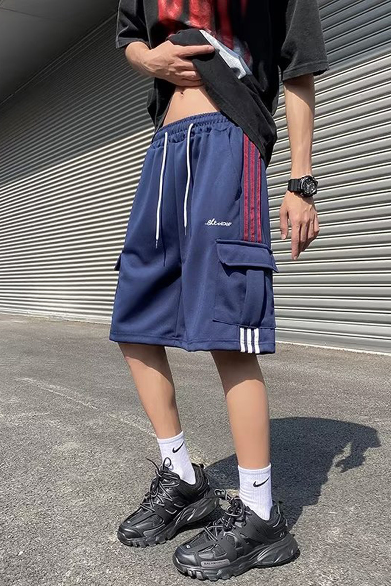 2024夏季侧拉条五分裤宽松工装休闲短直筒运动裤潮dk13p35,男装休闲裤,星座204-6