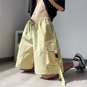 工装短裤男夏季高街飘带五分裤痞帅潮牌直筒休闲短裤潮dk9040 p35图片