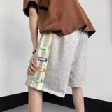 2023原宿运动短裤直筒潮纯色简约休闲五分裤男潮dk696p30，男装休闲裤，星座204-6
