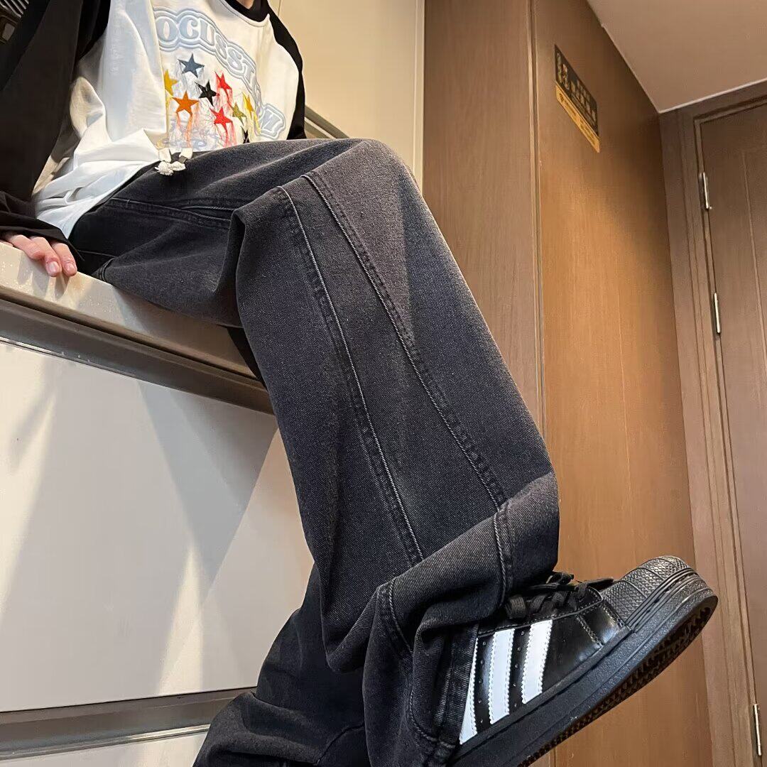 春季青春流行男大码宽松直筒百搭文艺直脚水洗牛仔裤潮nk006 p50图片