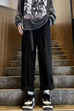 休闲裤男秋季潮流痞帅直筒长裤潮牌宽松搭扣卷边九分裤潮k962p50，男装休闲裤，星座204-6
