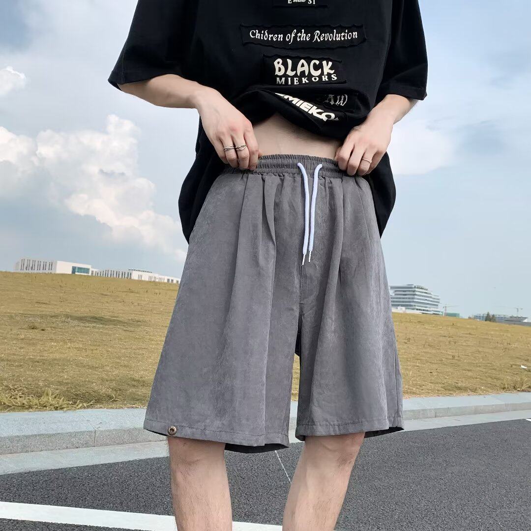 2023夏季韩版百搭气质宽松型五分裤简约纯色休闲短裤男dk901 p18图片