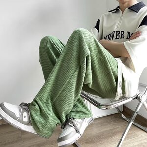 休闲裤男夏季宽松透气直筒裤高质提花冰丝阔腿裤男k140 p50图片