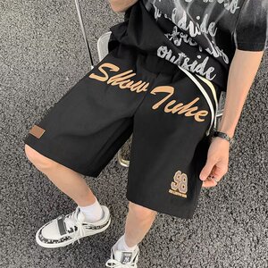 2024夏季宽松五分裤直筒休闲裤潮印花流行运动短裤男潮dk6809 p30图片