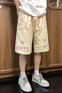 短裤男2024夏季五分裤韩版发泡印花宽松运动休闲短裤dk16 p35图片